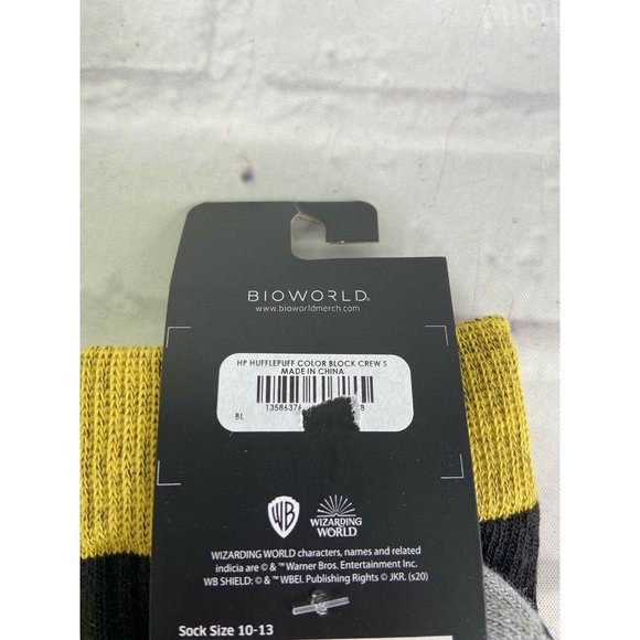 Harry Potter Hufflepuff House Badge Logo Men's Crew Socks 1 Pair Sock Size 10-13 - Picture 5 of 5